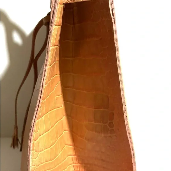 Handmade Tan Crocodile-Embossed leather satchel Women's Bag